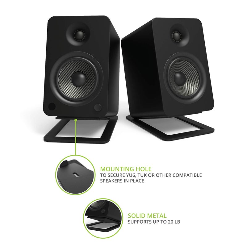 Kanto S6 Tilted Desktop Speaker Stands for Large Bookshelf Speakers & Full-Size 5â€-7â€ Studio Monitors | Supports 20 lbs | Damping Foam Padding | Â¼â€-20 Mounting | Pair | Black - Image 2